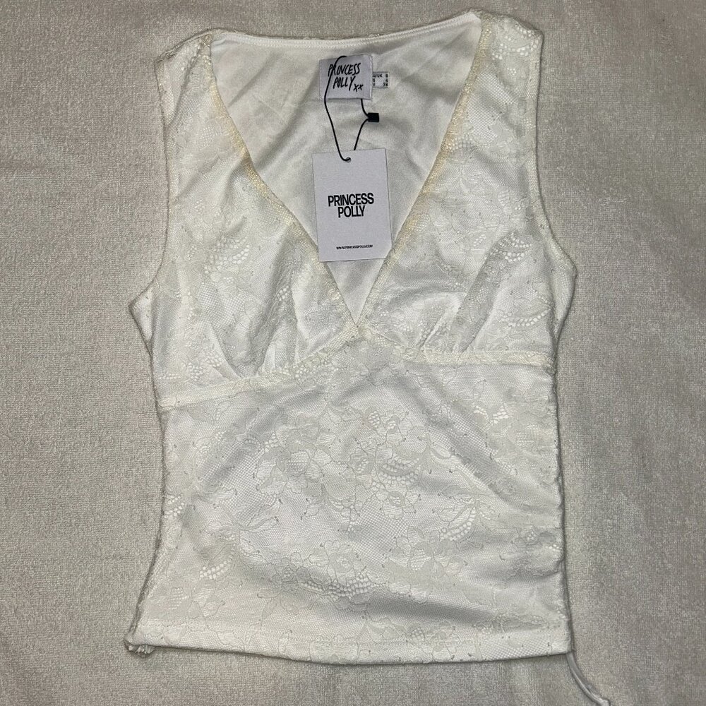 NWT Princess Polly White V Neck Lace Truth Top
